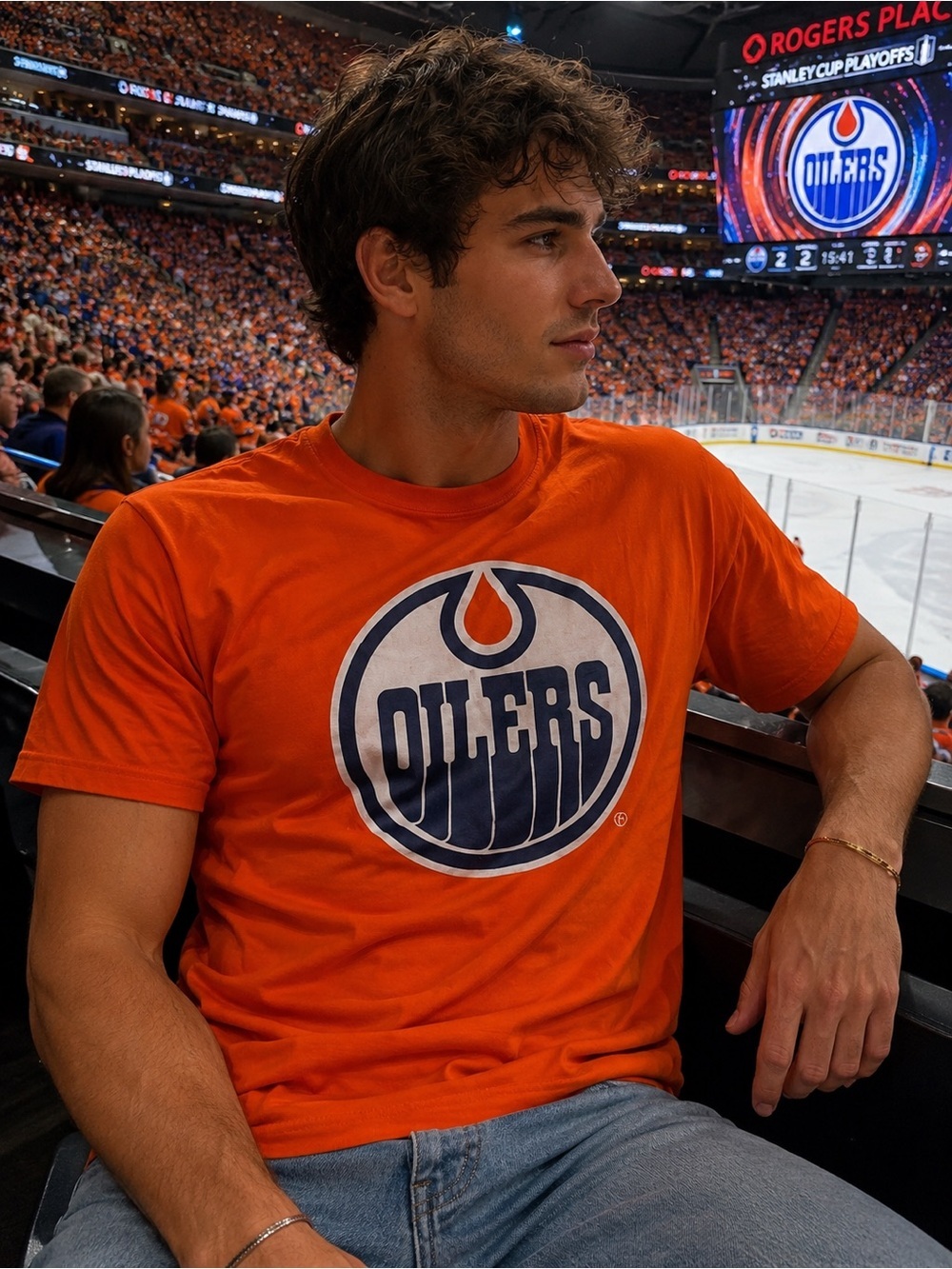 Edmonton Oilers Orange Logo Tee